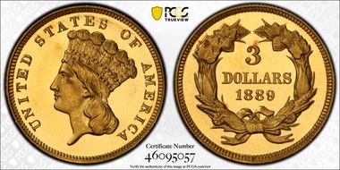 1889 $3 PR66DCAM