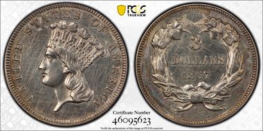 1867 $3 J-598 PR61