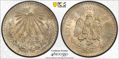 1920-M Peso KM-455  Ag MS63