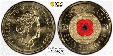 2022-C $2 Remembrance Day Colorized MS68