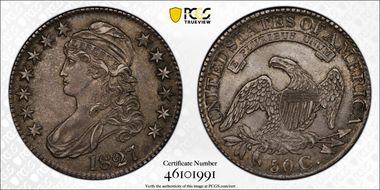 1827 50C Square Base 2 AU58