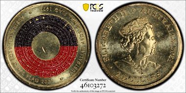 2021 $2 50th Ann Aboriginal Flag Colorized MS65