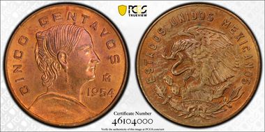 1954-Mo 5C KM-426  w/o Dot Head Right MS65