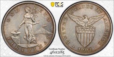 1904 Peso KM-168  Ag AU55