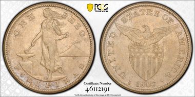 1907-S Peso AU55