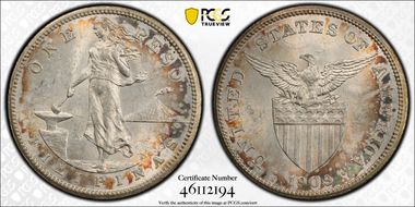 1909-S Peso KM-172  Ag MS61