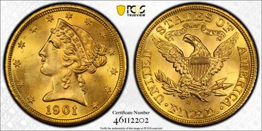 1901/0-S $5 MS65