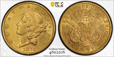 1876-CC $20 AU55