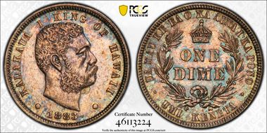 1883 10C Hawaii AU58