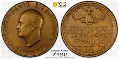 1953 AE Medal Medallic Art Co. NY Eisenhower Inauguration MS64