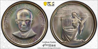 1969 SC50C Dwight Eisenhower Ag Heraldic Art Medal MS66