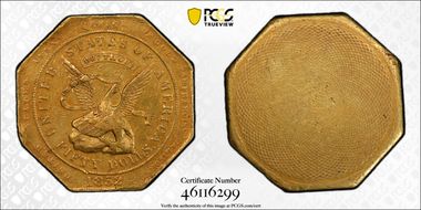 1852 "887" $50 U.S. Assay Office AU53