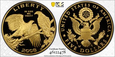 2008-W $5 Bald Eagle PR70DCAM