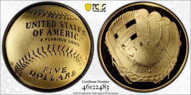 2014-W $5 Baseball Hall of Fame PR60DCAM