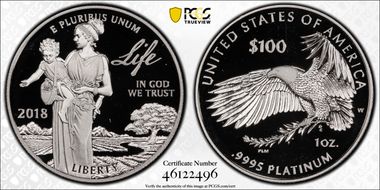 2018-W $100 Platinum Eagle - Life PR69DCAM