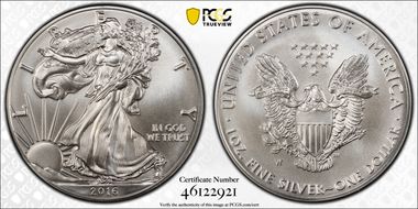 2016-W $1 Burnished Silver Eagle 30th Anniversary Lettered Edge SP69