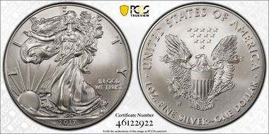 2017-W $1 Burnished Silver Eagle SP70