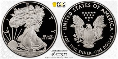 2017-W $1 Silver Eagle PR70DCAM