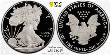 2018-W $1 Silver Eagle PR70DCAM