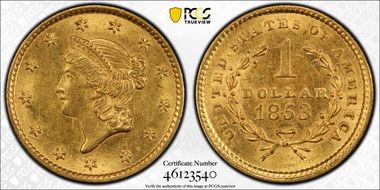 1853 G$1 AU58