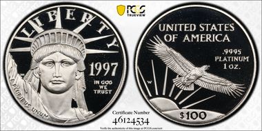 1997-W $100 Statue of Liberty PR69DCAM