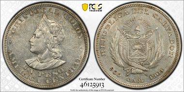 1904-CAM Peso KM-115.2 Large Bust AU55