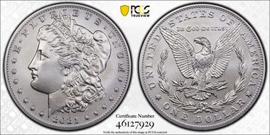 2021 $1 Morgan Dollar 100th Anniversary MS70