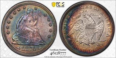 1874 25C Arrows AU58