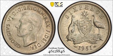 1951(m) 6D KM-45  Ag MS65