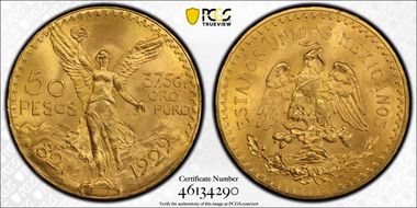 1929 50 Peso KM-481  Au MS65