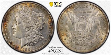 1892-S $1 VAM 8, Tripled Hair AU55