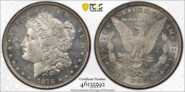 1878 8TF $1 VAM 14.6 Dot on Ear MS64