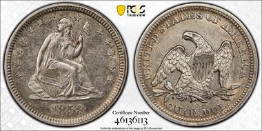1858 25C AU50