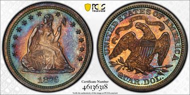1876 25C PR62