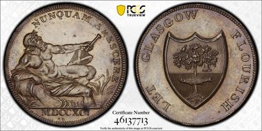 1791 Tk 1/2D DH-2 Lanarkshire, Glasgow Bronzed PR64