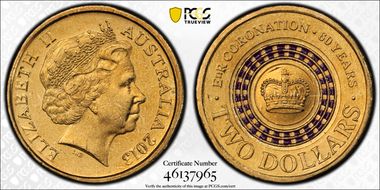 2013 $2 Coronation Colorized MS63