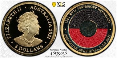 2021 $2 50th Ann Aboriginal Flag Colorized PR69DCAM
