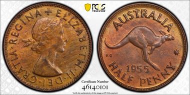 1955(p) 1/2D No Dot MS64RB