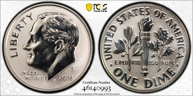 2018-S 10C Reverse Proof Silver 50th Anniversary Set PR70