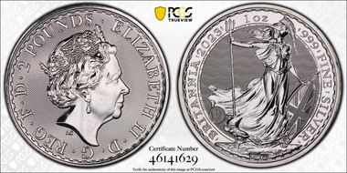 2023 £2 Britannia Elizabeth II Effigy First Strike MS68