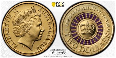 2013-C $2 Coronation Colorized MS67