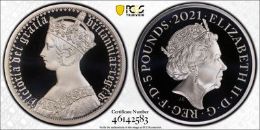 2021 £5 Gothic Crown Portrait Ag 2oz The Great Engravers PR70DCAM