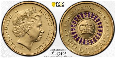 2013 $2 Coronation Colorized MS64