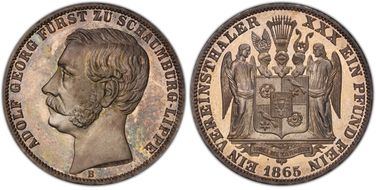1865-B Thaler KM-47 Dav-910 MS64