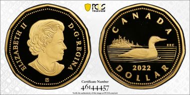 2022 $1 Loon Gilt-Ag PR70DCAM