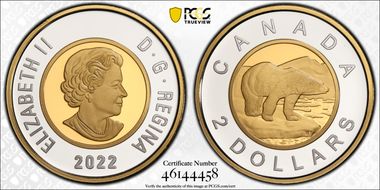2022 $2 Polar Bear Selective Gilt-Ag PR69DCAM
