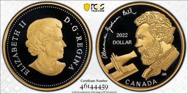 2022 $1 Alexander Graham Bell Selective Gilt-Ag PR69DCAM