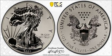 2021-W $1 Silver Eagle Rev PR - Type 1 Designer Edition PR69