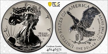 2021-S $1 Silver Eagle Rev PR - Type 2 Designer Edition PR69