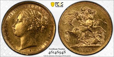 1883-S Sov S-3858E St. George AU55